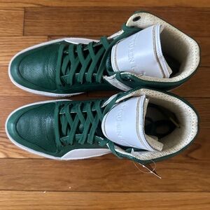 Green and White High-Top Sneakers